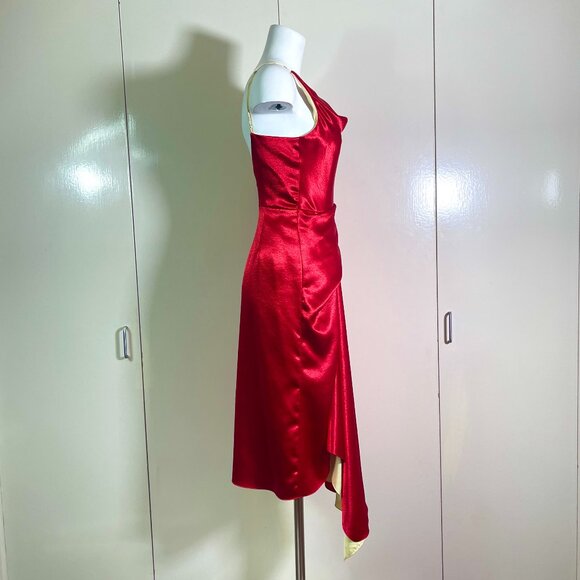 Auc Sies Marjan Farrah Liquid Satin Red dress 4 - Picture 11 of 14